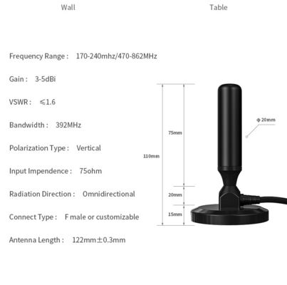4k Atsc 3.0 Tuner Tv Antenna Digital Booster with Adhersive Mount Aluminium Pipe