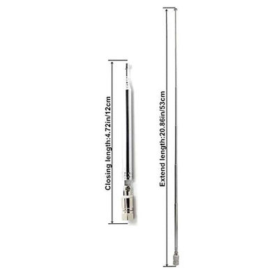 Aluminum Whip Ham Antenna 3dBi Gain Telescopic FM Radio Antenna with BNC Connector