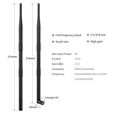 2400-2500MHz/5150-5850MHz High Gain 9dBi Indoor Wifi Antenna for 4g Signal Strength